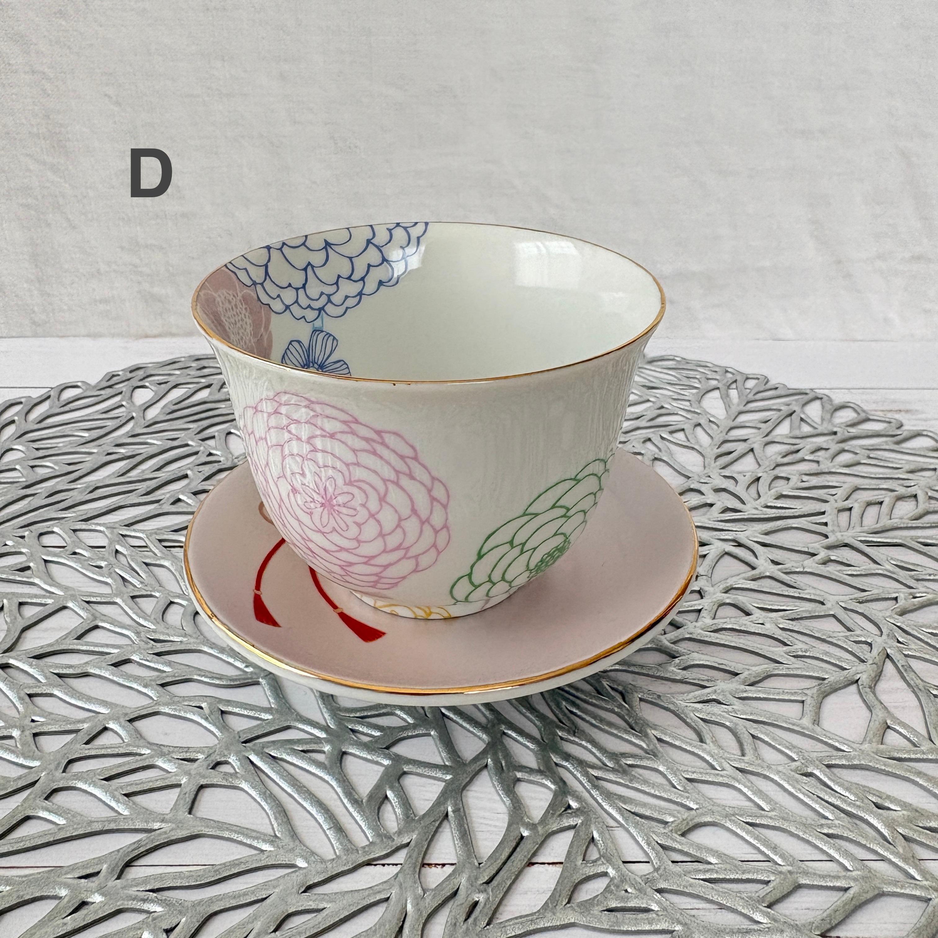 新年を彩る和柄湯呑み(茶托付き)D1枚目の画像